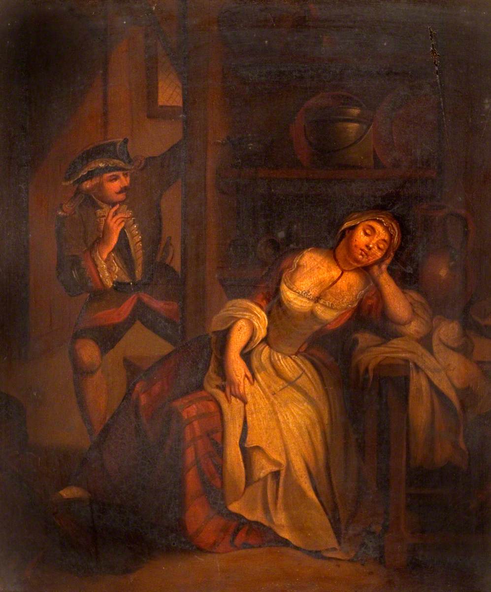 Soldier Disturbing a Sleeping Woman