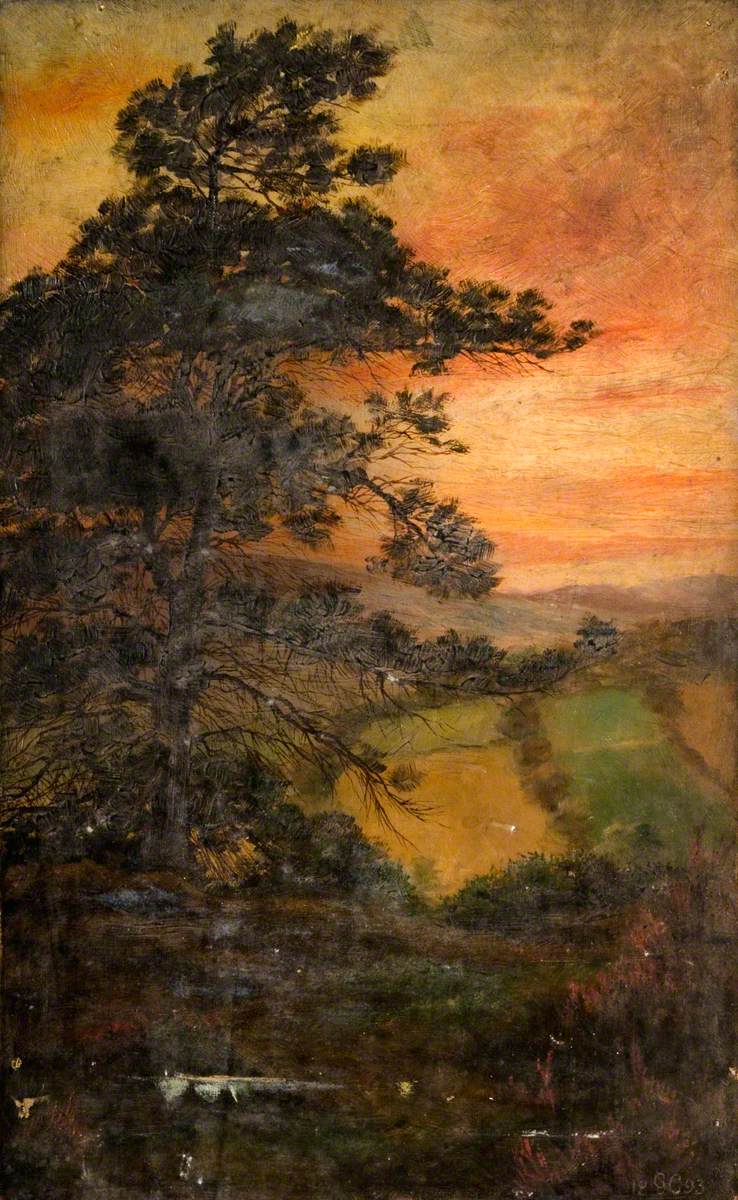 Landscape with a Tree at Sunset