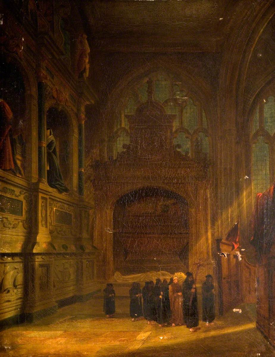 Interior of Cologne Cathedral, with a Funeral