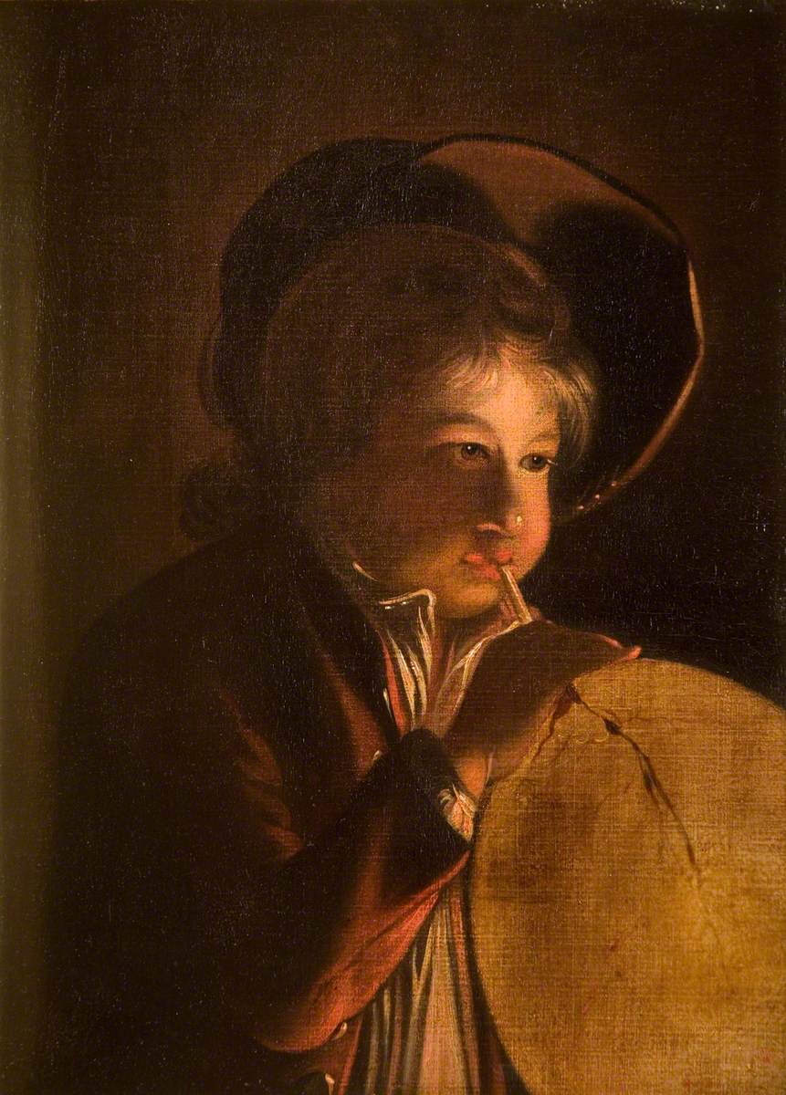 A Boy Blowing a Bladder in Candlelight