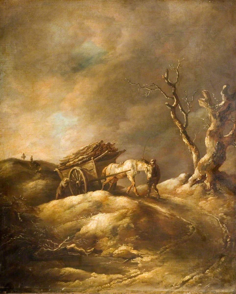 Winter Scene with Horse and Cart
