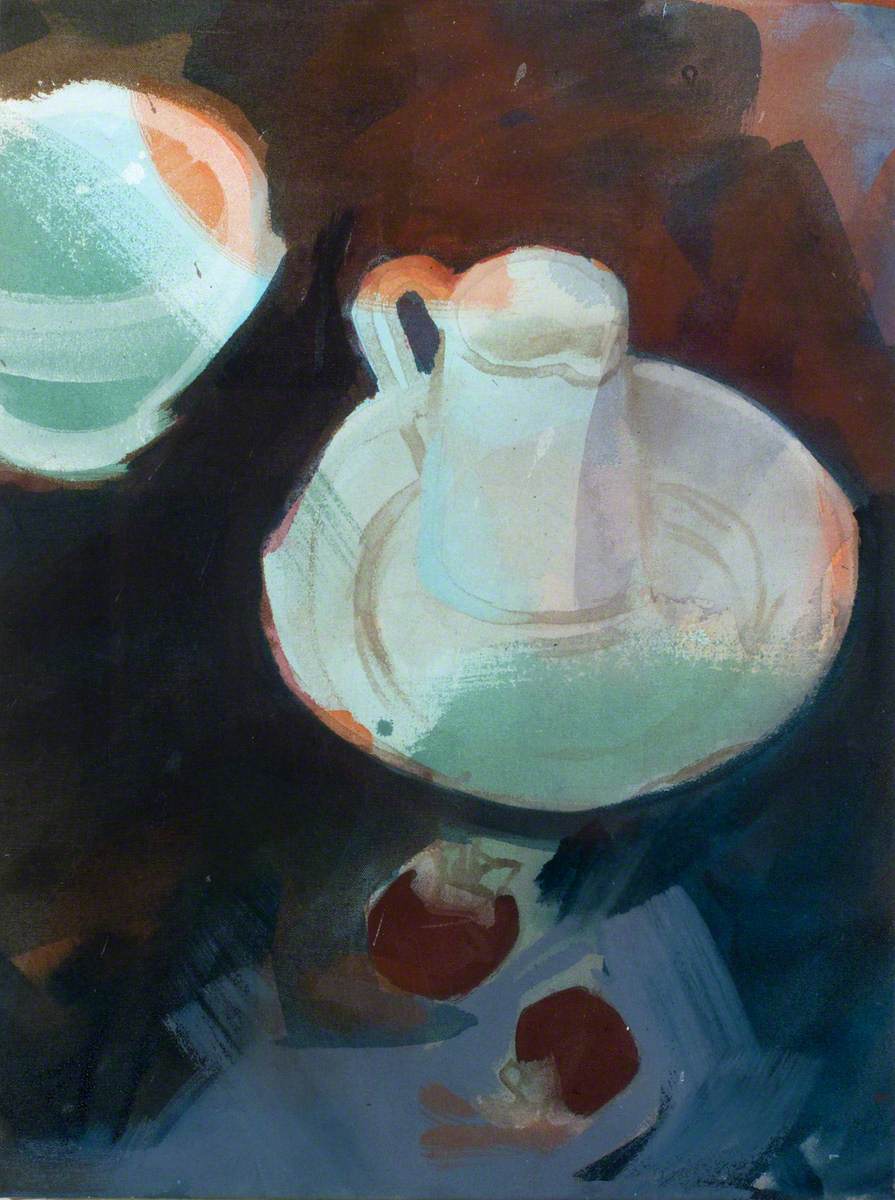 Jug and Two Bowls with Fruit