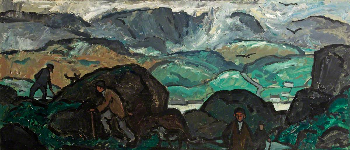 Welsh Landscape with Farmers