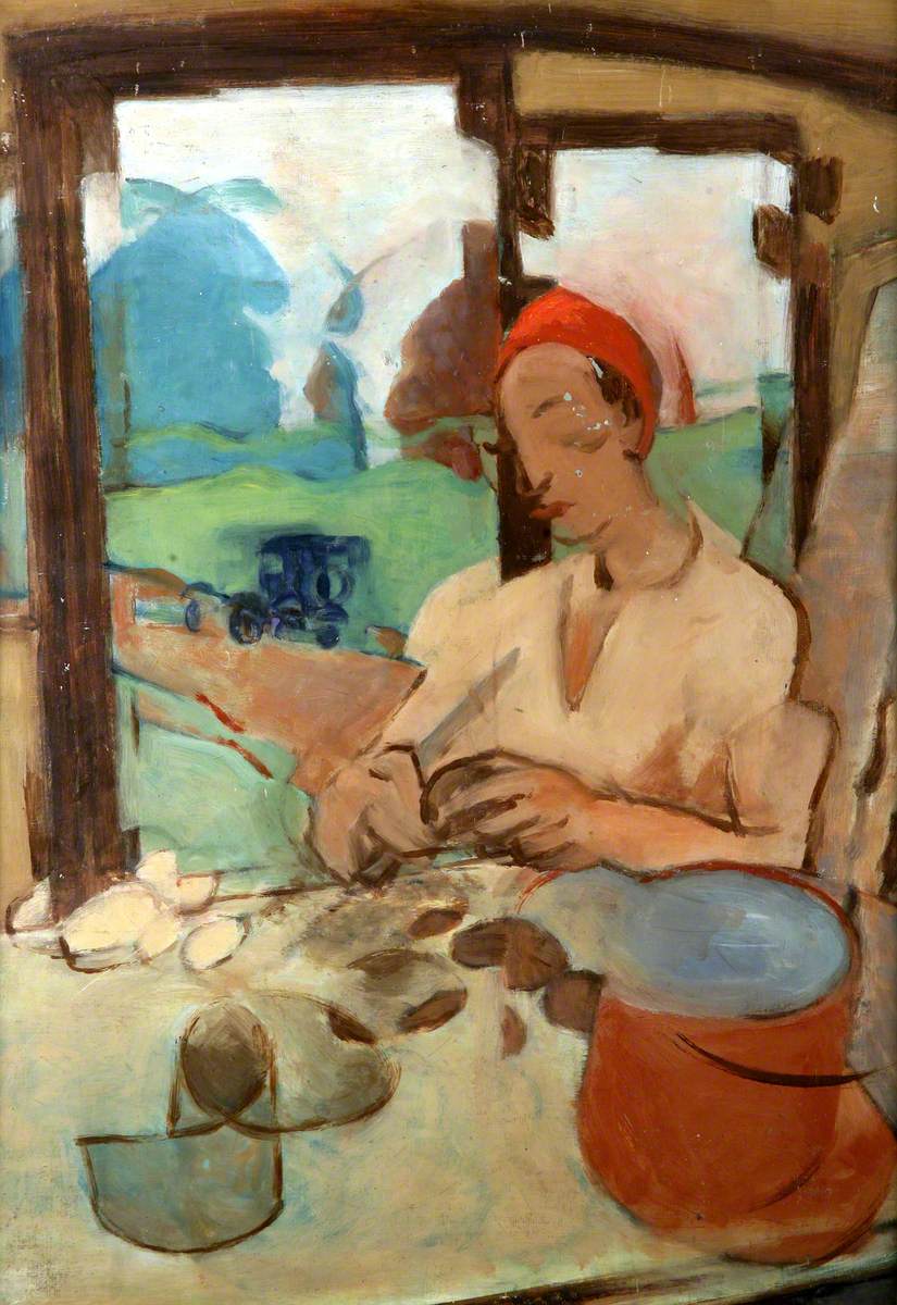 Woman Peeling Potatoes