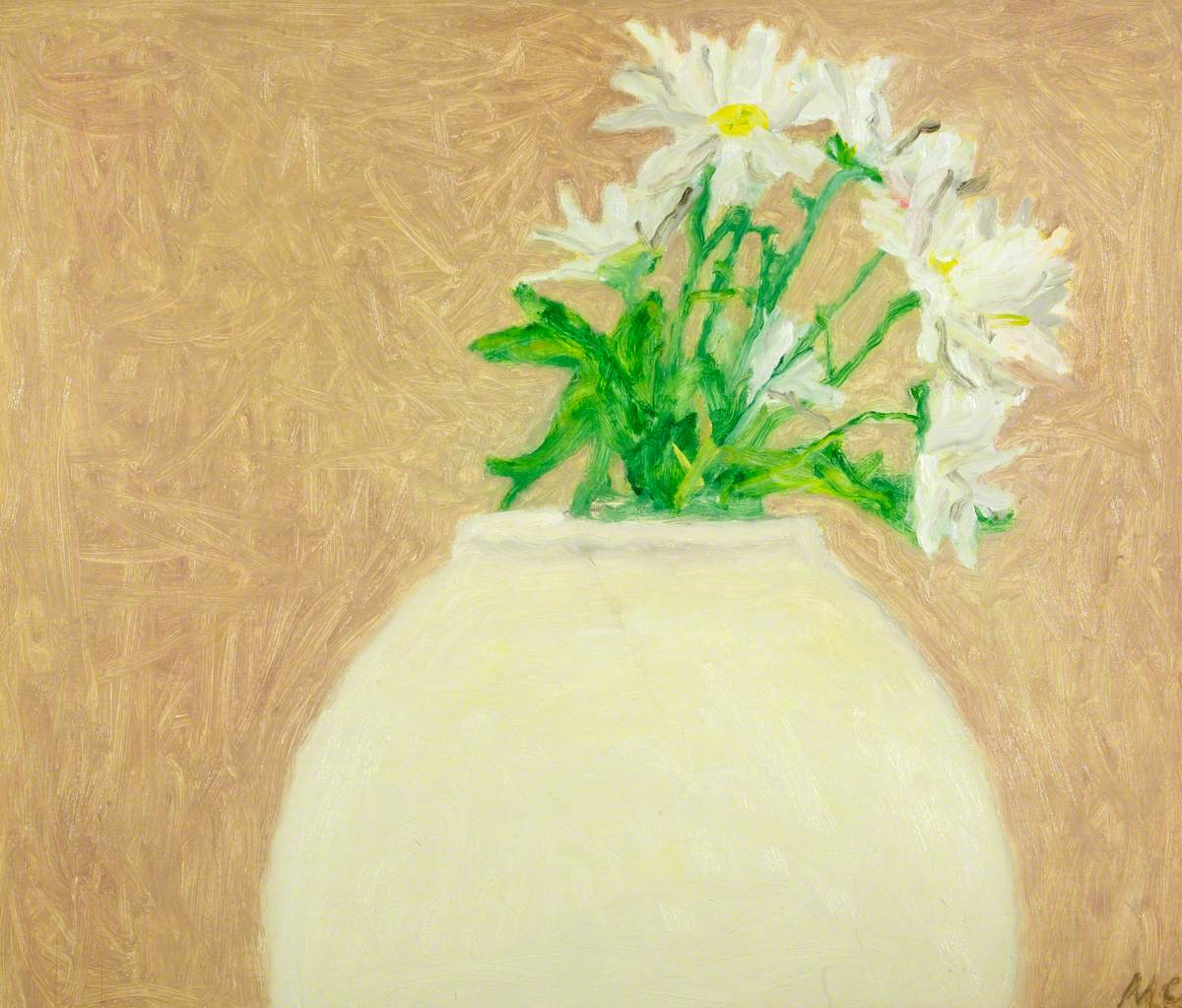 Flowers in a Flat Vase