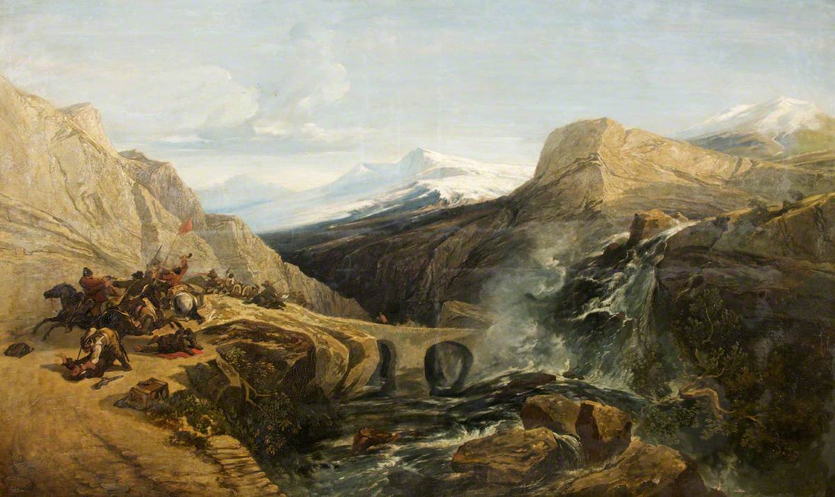Splügen Pass with Travellers Attacked by Bandits