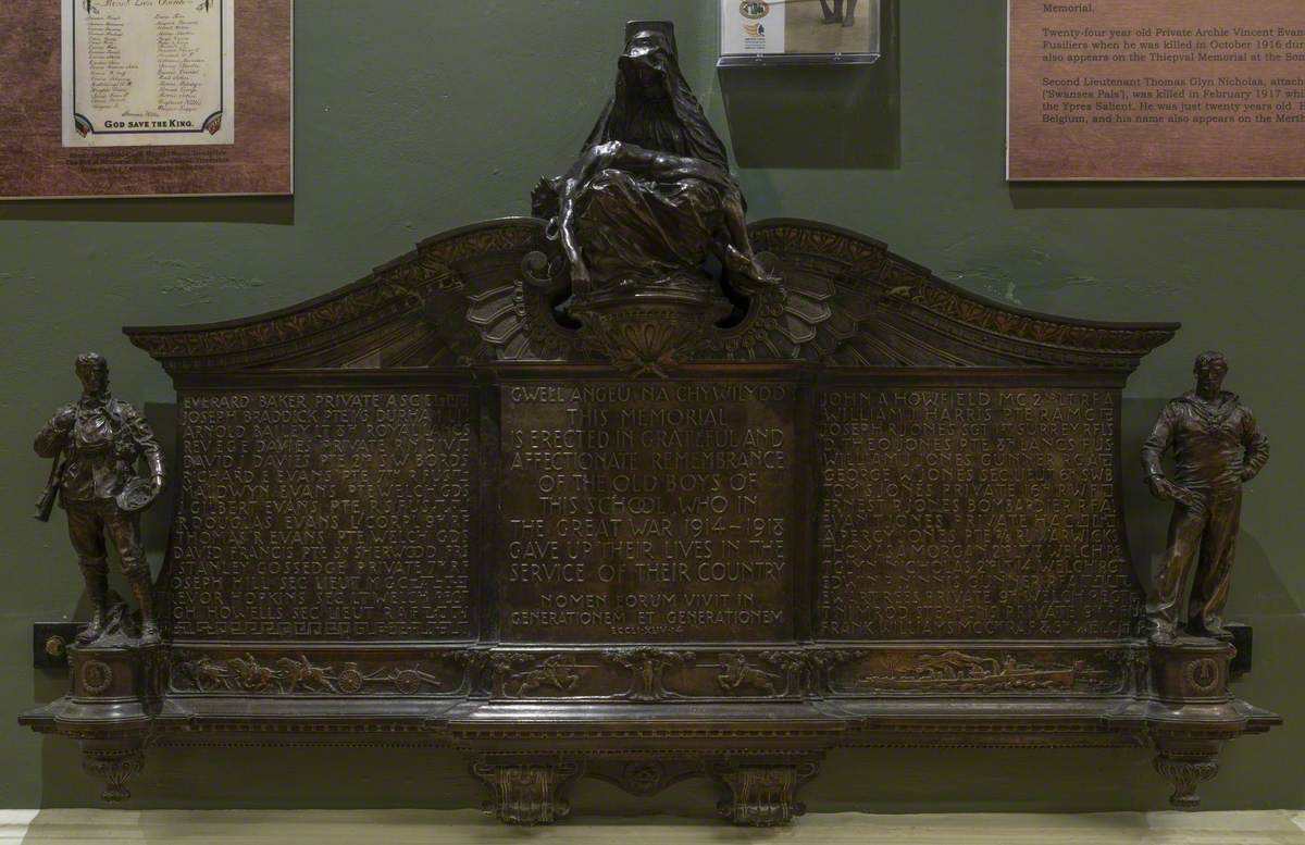 First World War Memorial from the Old County School, Merthyr Tydfil