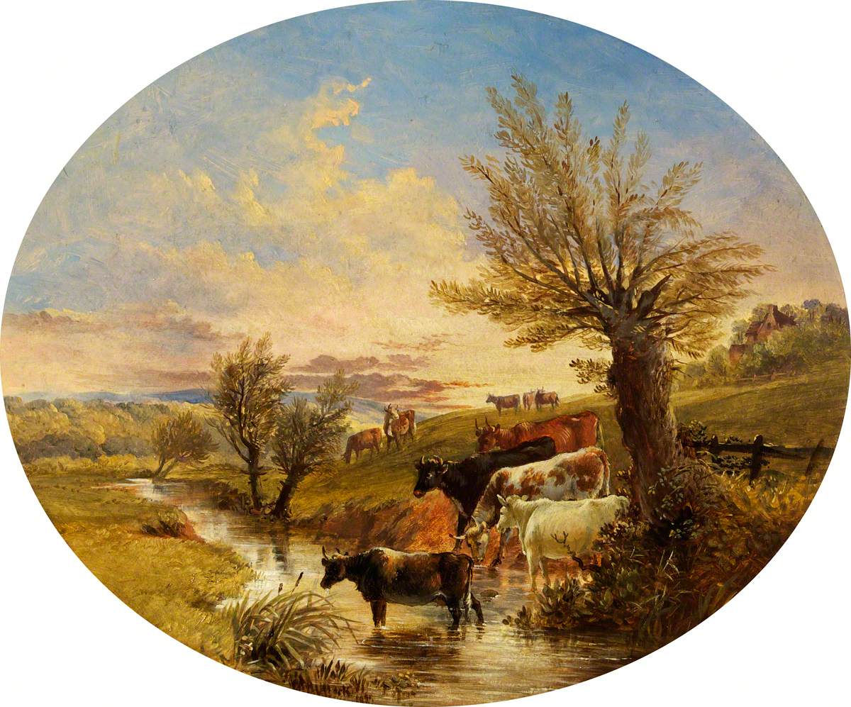 Landscape with Stream and Cattle