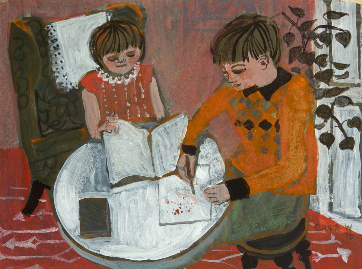 Girl and Boy in an Interior