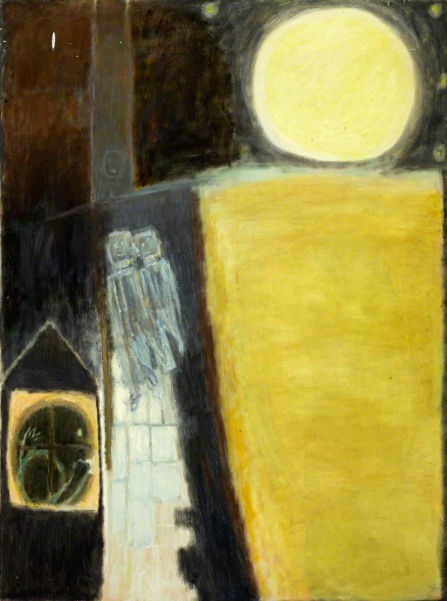 Parent and Child and Figures in a Street at Night