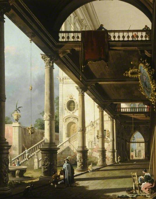 Capriccio: A Colonnade Opening onto the Courtyard of a Palace