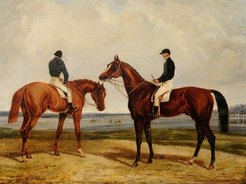 'Sittingbourne' with S. Rogers II and 'West Australian' with F. Butler, Winner of the 1853 Derby