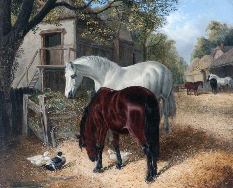 Farm Scene with Horses
