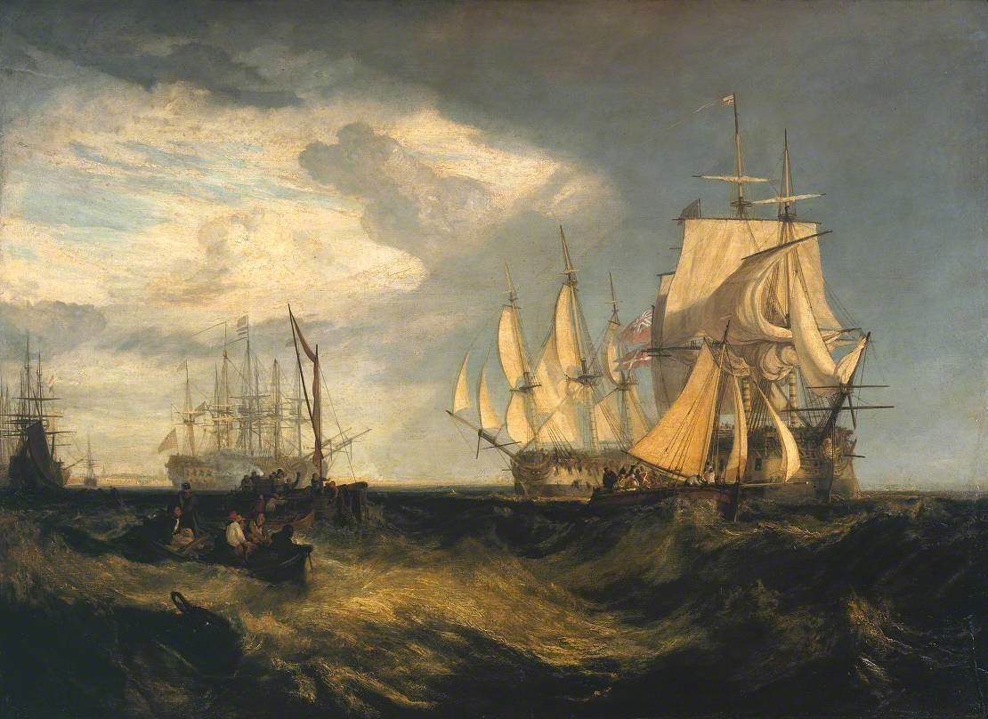 Spithead: Two Captured Danish Ships Entering Portsmouth Harbour