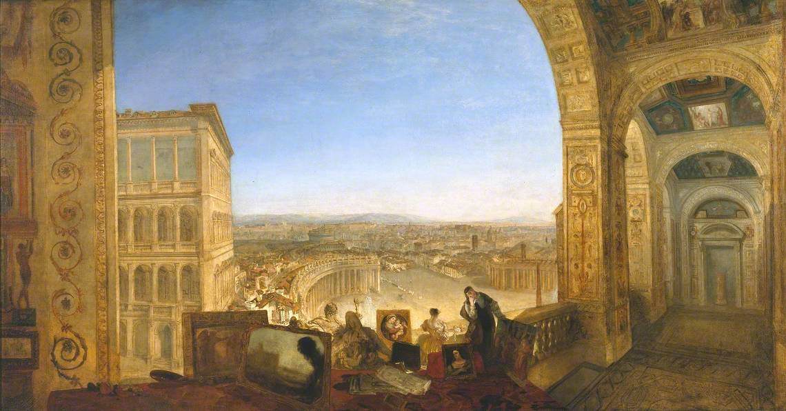 Rome, from the Vatican. Raffaelle, Accompanied by La Fornarina, Preparing his Pictures for the Decoration of the Loggia