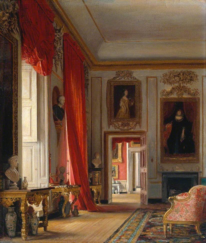 The Carved Room, Petworth House, Sussex (c1856). Verso: Sketch of a Seated Male Figure in Van Dyck Costume (1844)
