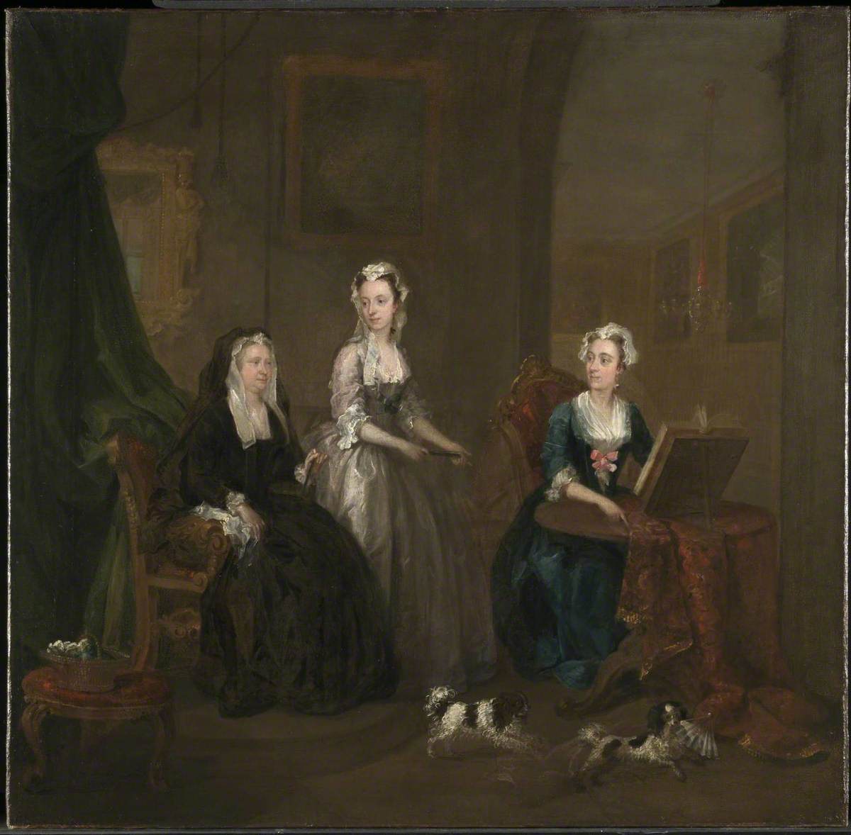 Three Ladies in a Grand Interior ('The Broken Fan'), possibly Catherine Darnley, Duchess of Buckingham with Two Ladies