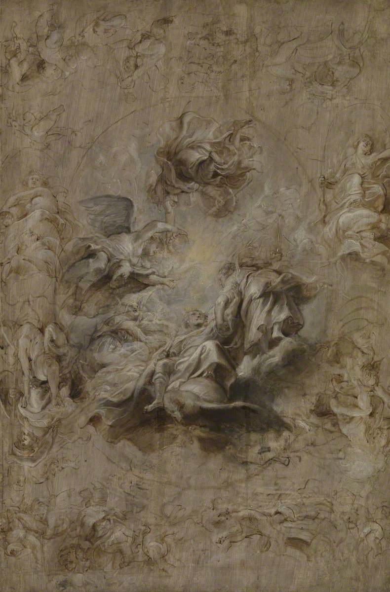 The Apotheosis of James I and Other Studies: Multiple Sketch for the Banqueting House Ceiling, Whitehall