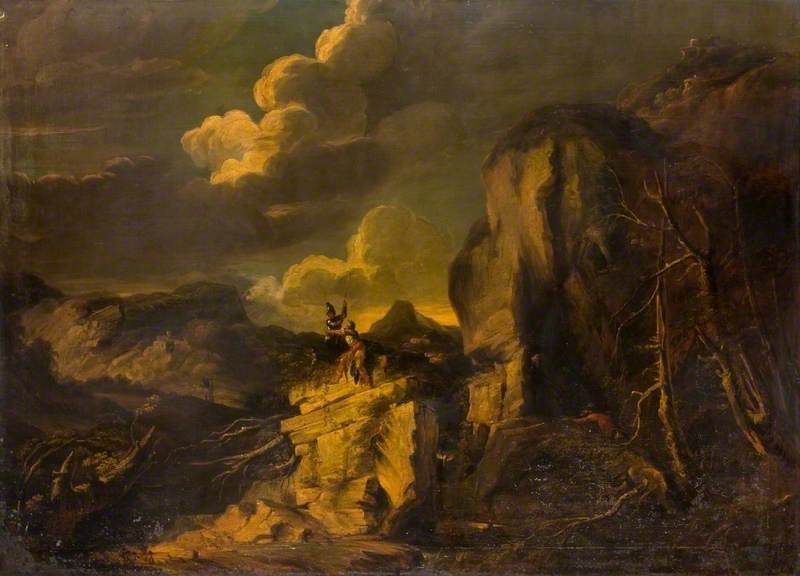 Rocky Landscape with a Hunter