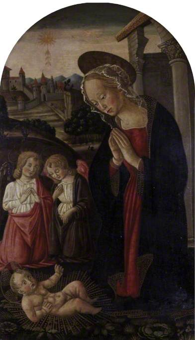 Madonna and Child with Two Angels in a Landscape