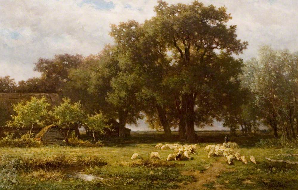 Landscape with Sheep and a Barn