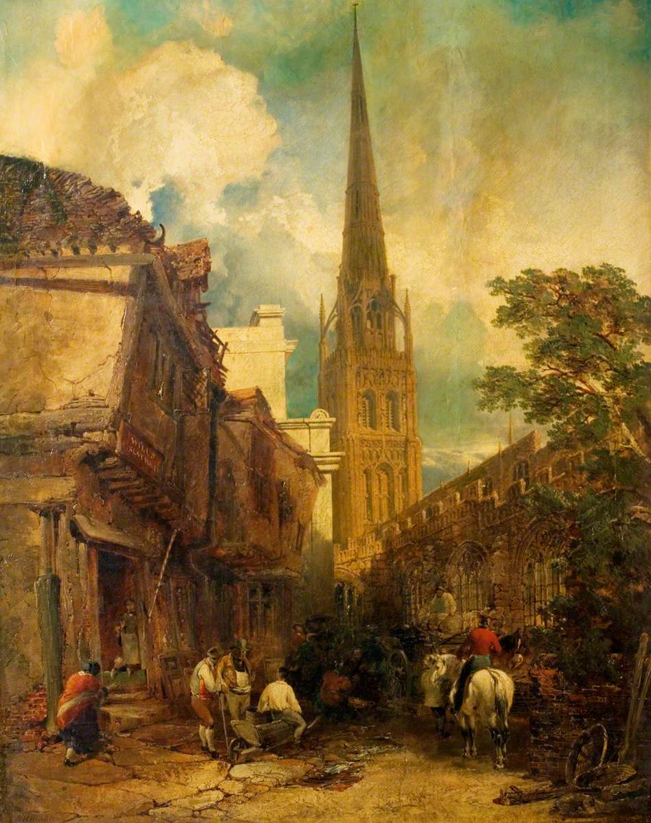Bayley Lane, with Drapers Hall and St Michael's Church, Coventry