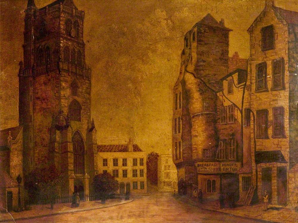 The Old Steeple and Old Houses, Fish Street, Nuneaton, Warwickshire