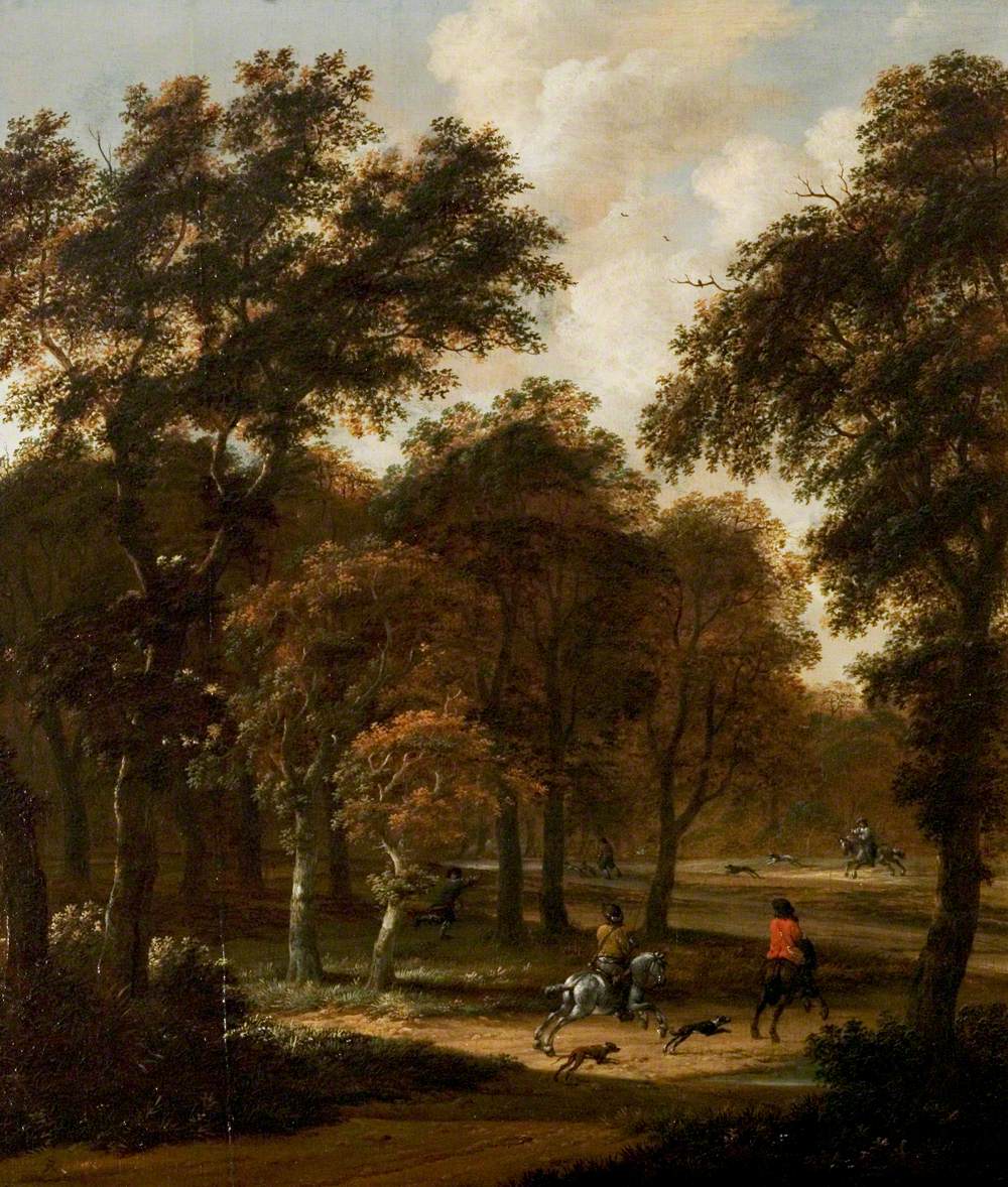 Wooded Landscape with a Stag Hunt