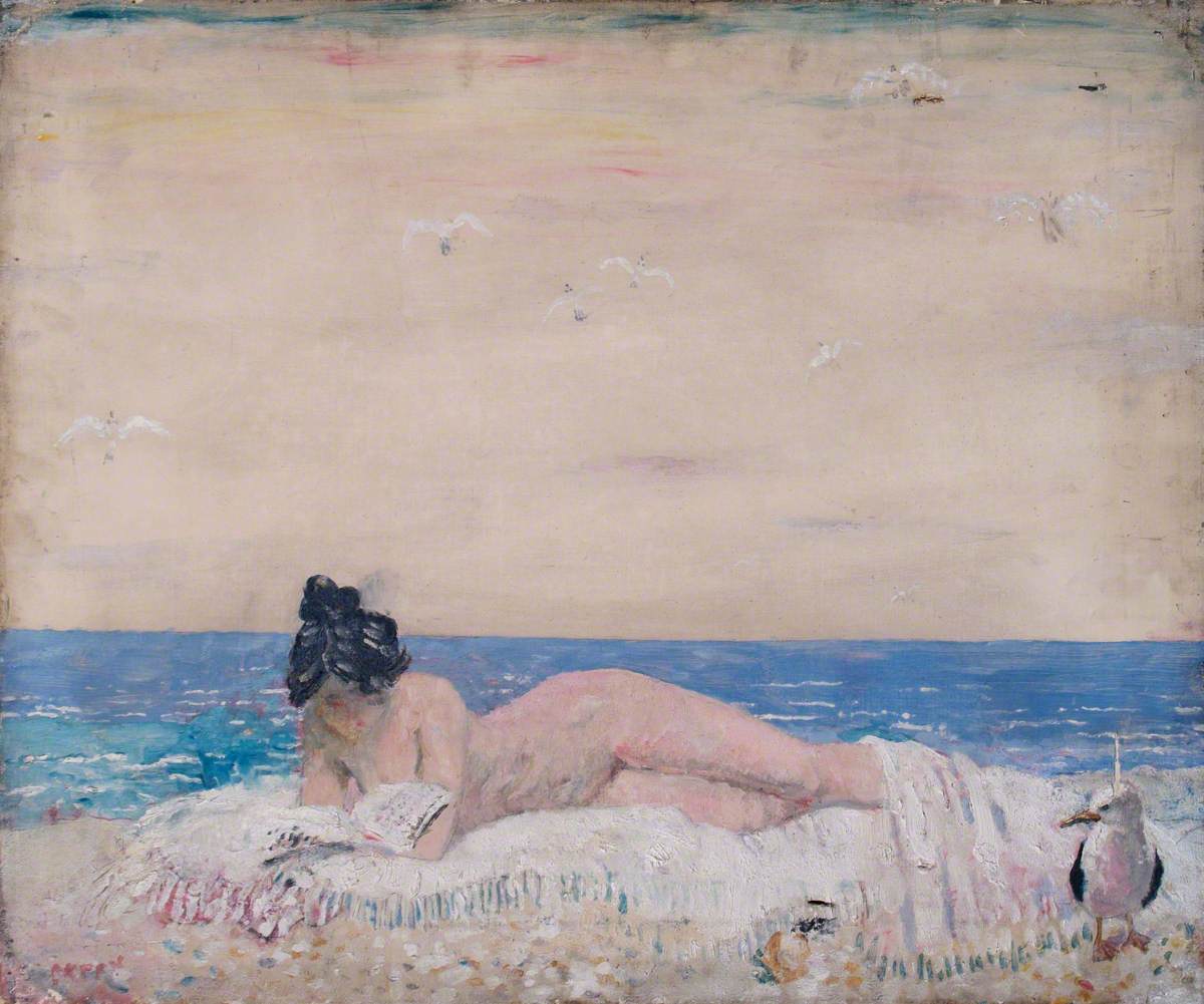 Nude Female Model (Reading On The Seashore)