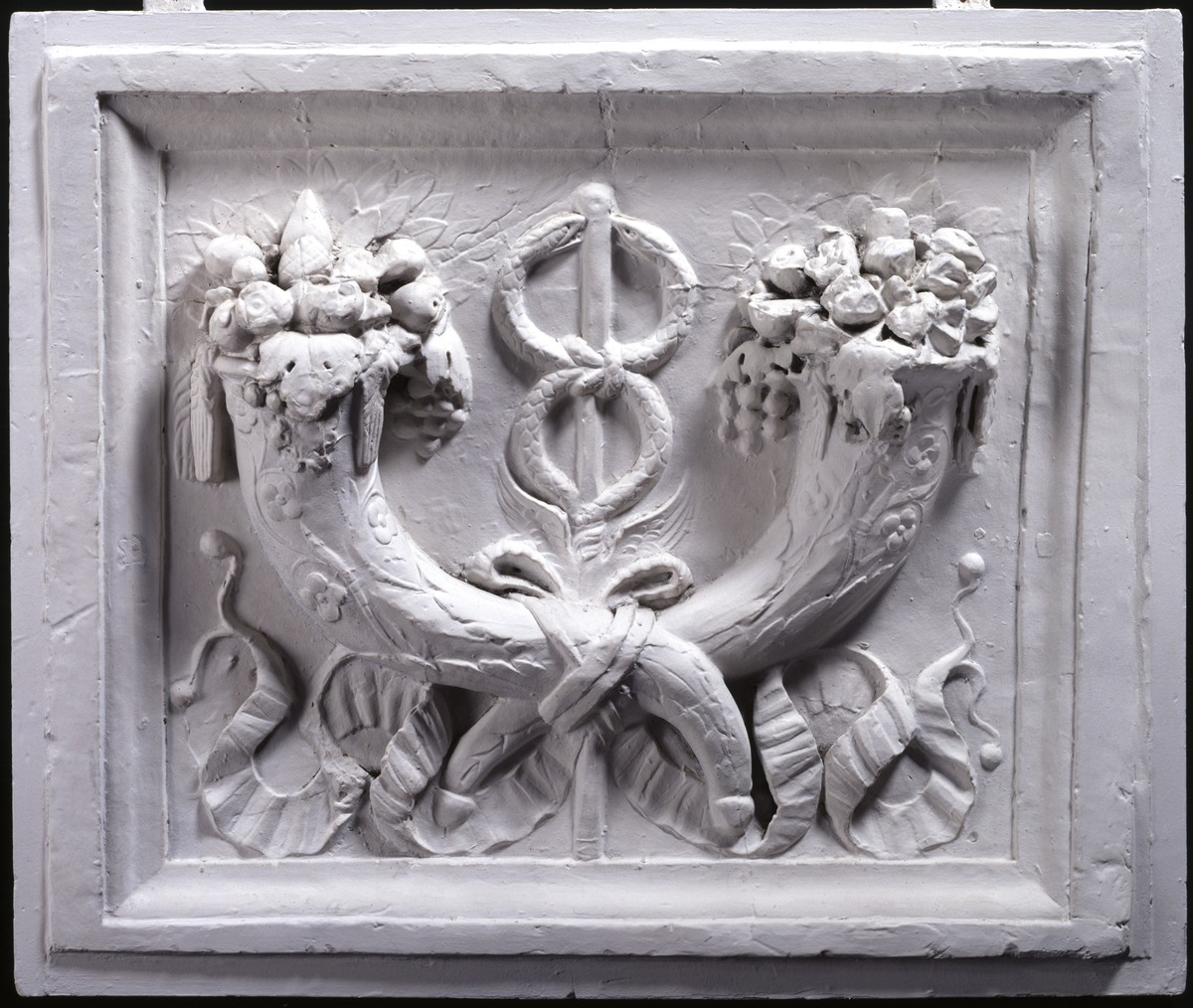 Relief Panel with Two Cornucopias and the Caduceus of Mercury