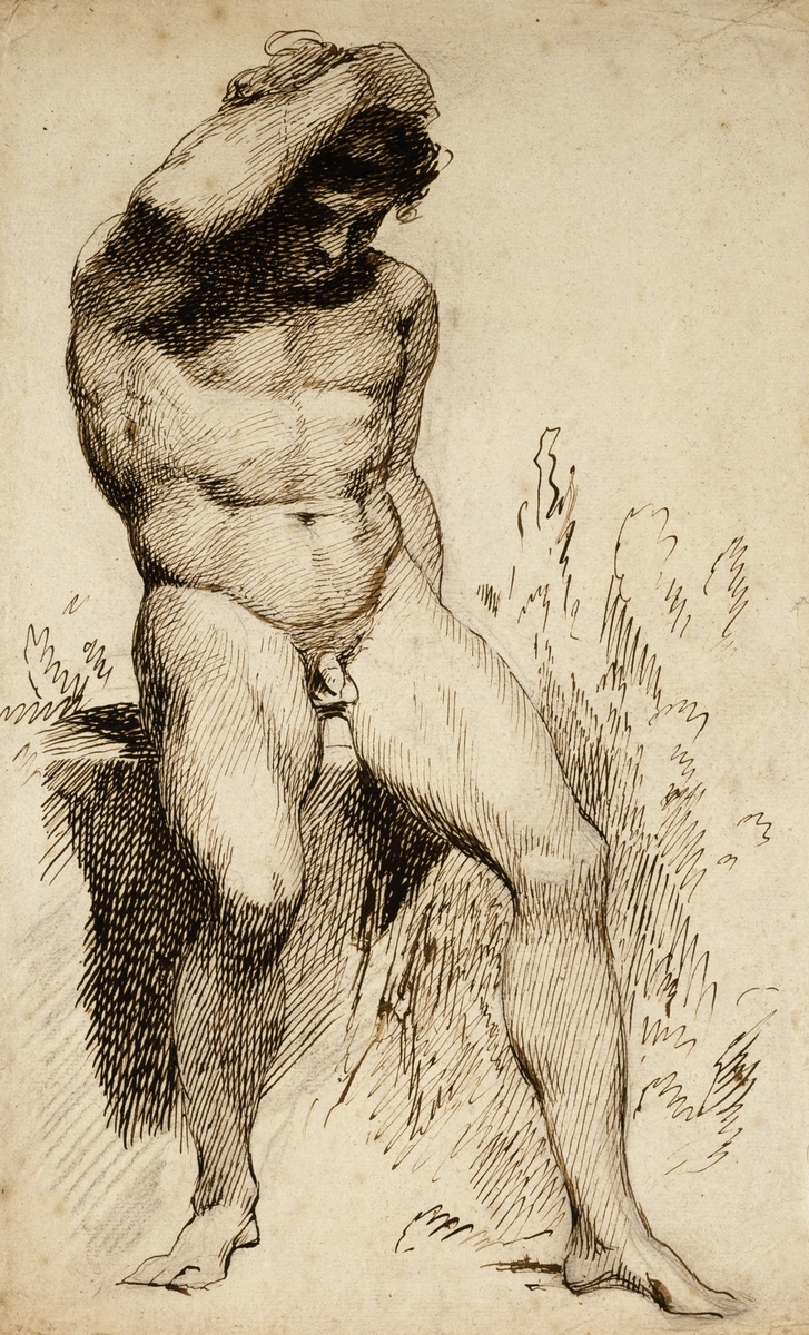 Male Nude Sitting on a Rock