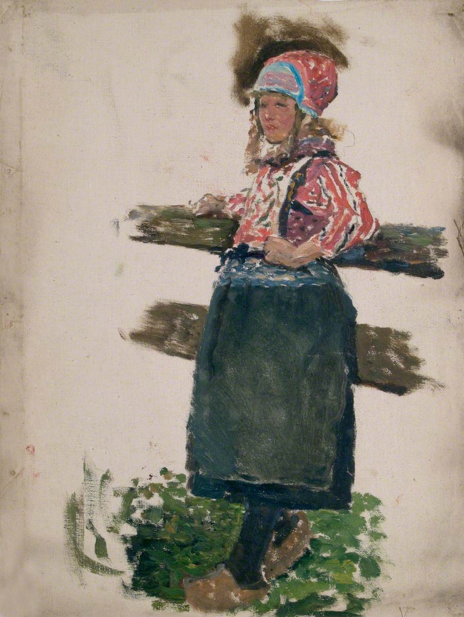 Study of Dutch Girl Leaning Against a Fence (Marken)