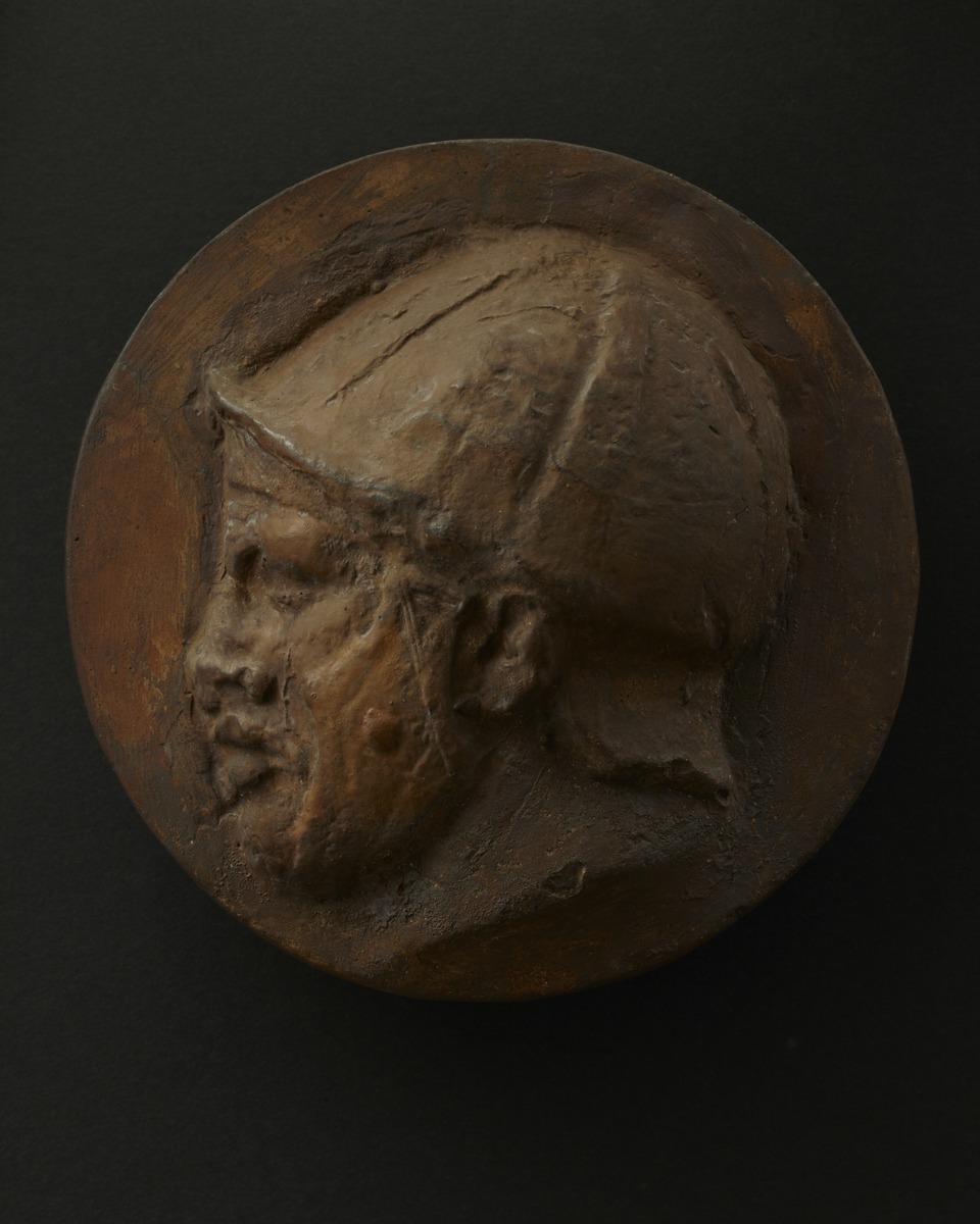 Head of Deceased or Sleeping Roman Auxiliary in Helmet