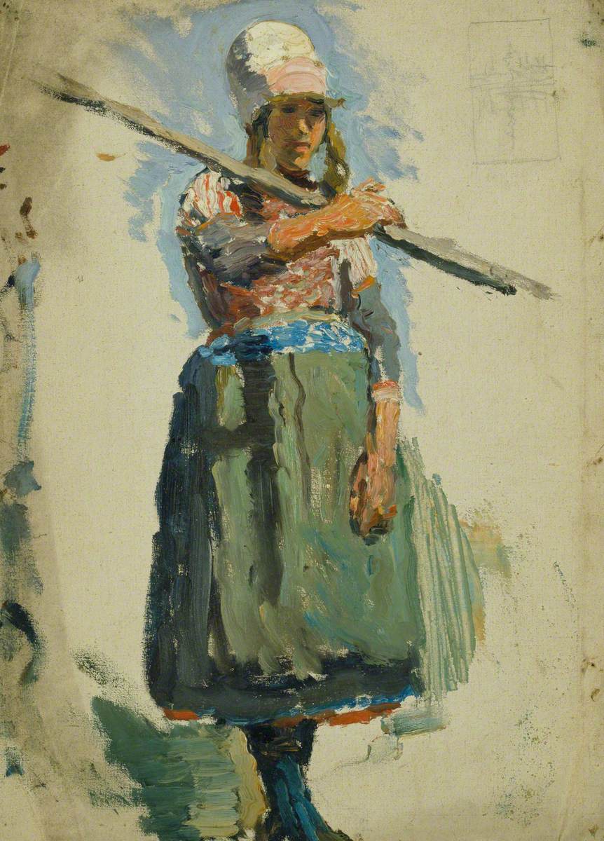 Study of a Young Girl Carrying a Pole (Marken)