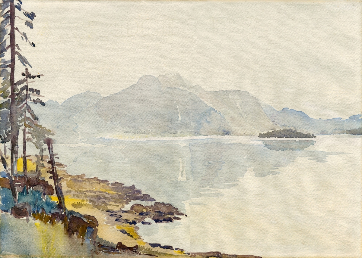 Landscape with a Lake, Trees and Mountains (Walchensee, Germany)