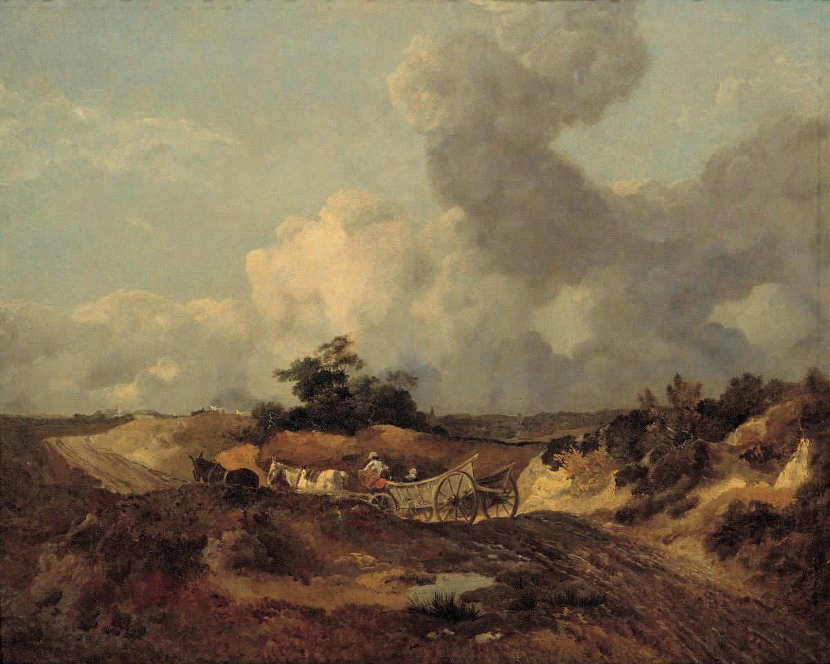 Open Landscape in Suffolk with a Wagon on a Track