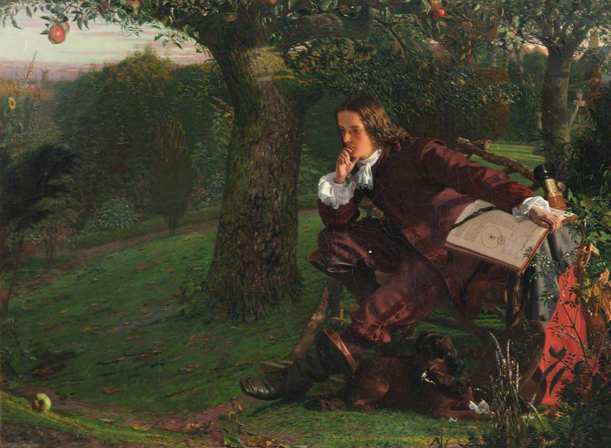 Master Isaac Newton in His Garden at Woolsthorpe, in the Autumn of 1665