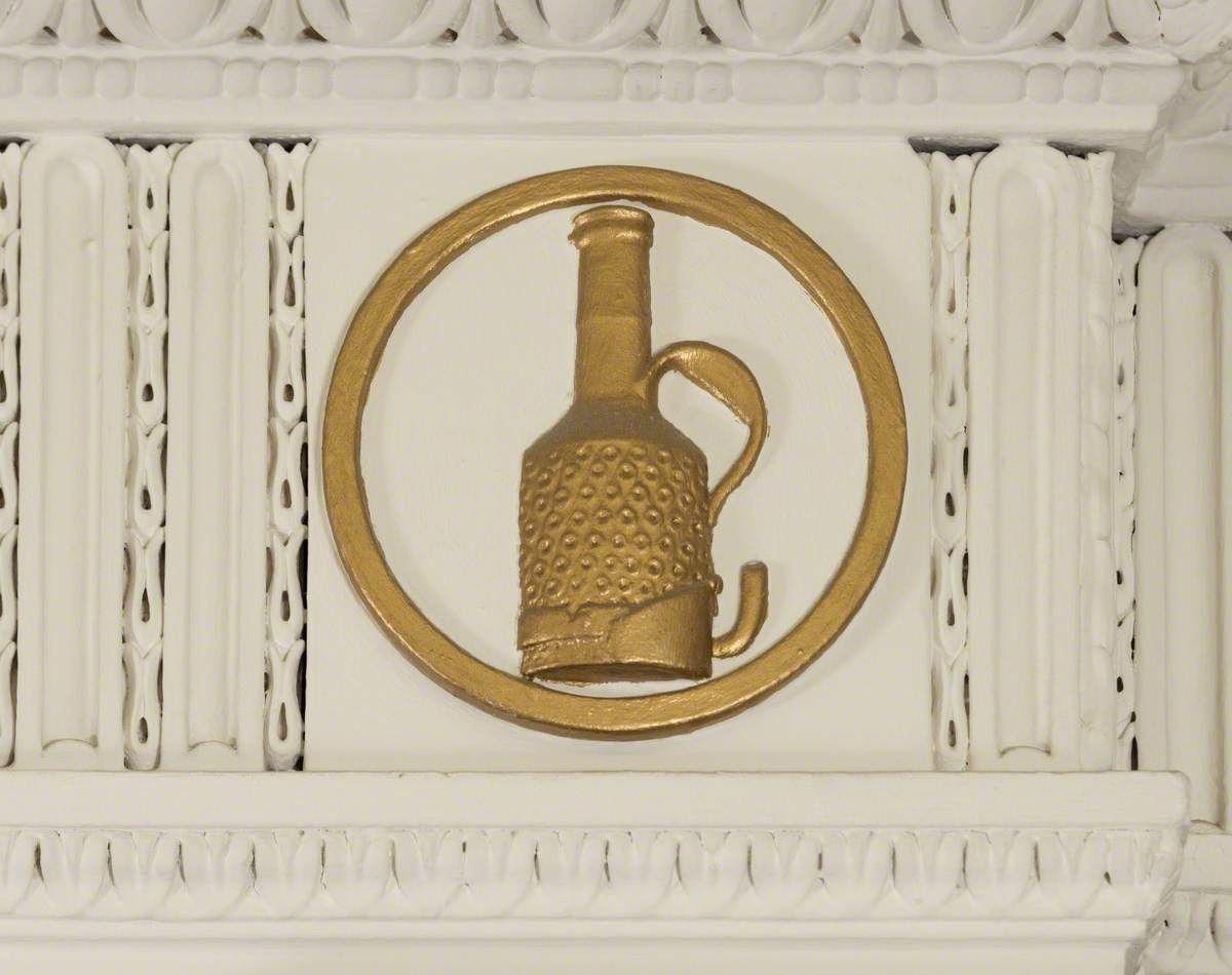 Plaster Roundel Depicting a Stephenson Miners Safety Lamp