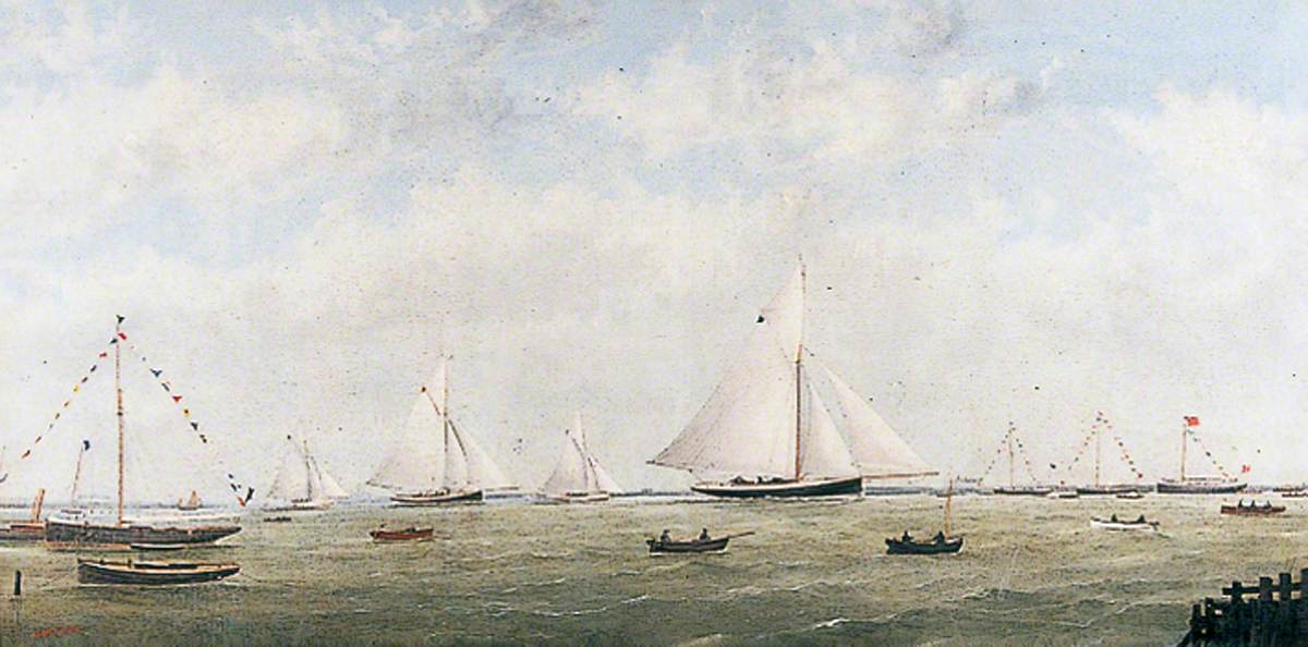 Coastal Scene with Yachts and a Rowing Boat (Regatta)