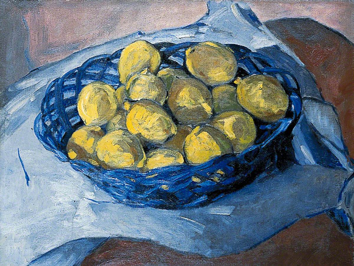 Lemons in a Blue Basket
