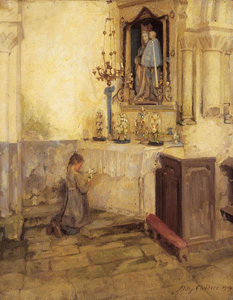 Girl Praying in Church