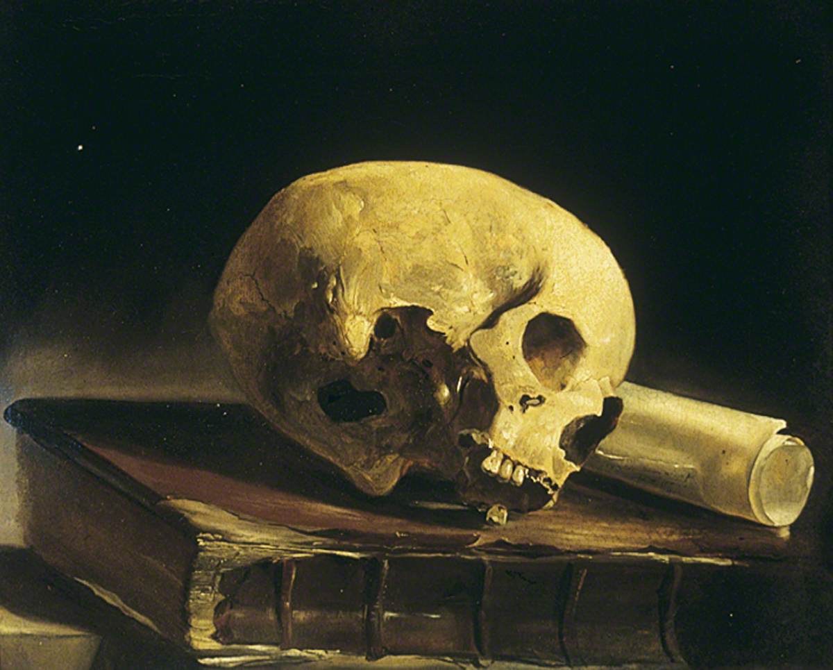 Study of a Skull, a Book and a Scroll of Paper