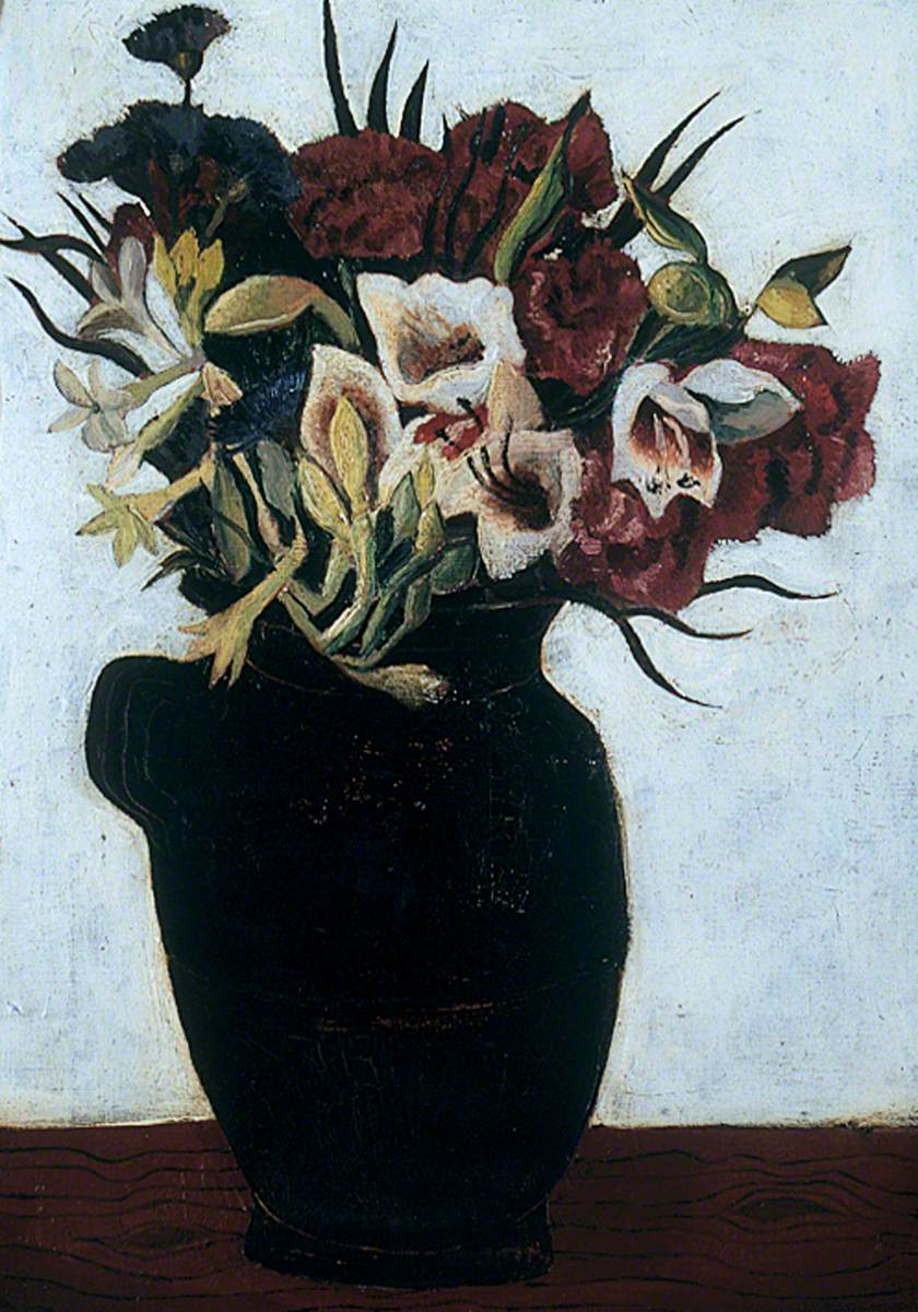 Flowers in a Black Jug