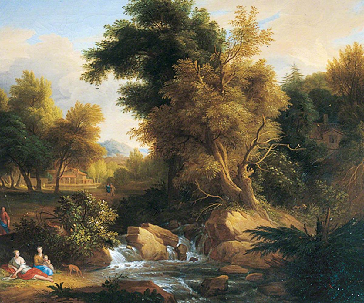 Wooded Landscape with Trees and Figures