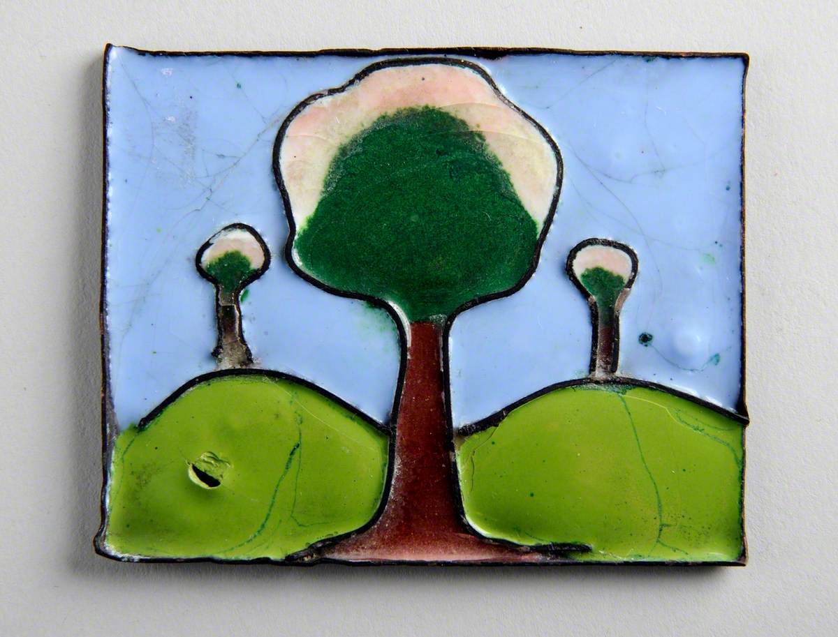 Enamel Plaque with Three Trees