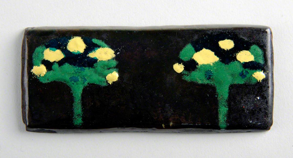 Enamel Plaque with Two Trees