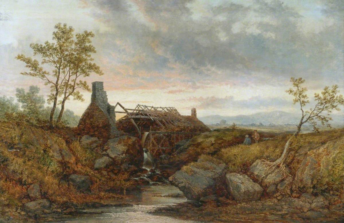 Scene of a Ruined Mill and a Water Wheel