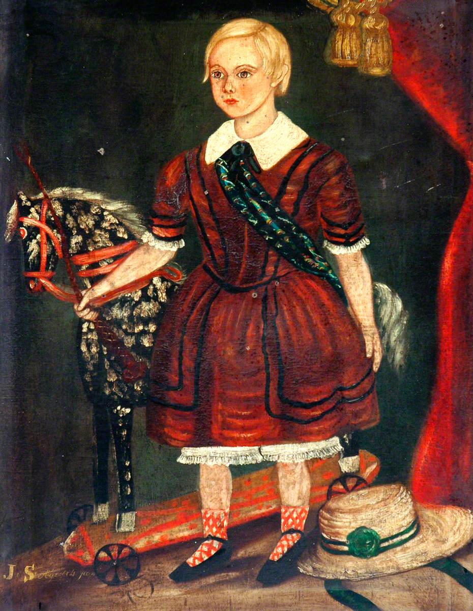 Portrait of a Child with a Large Toy Horse