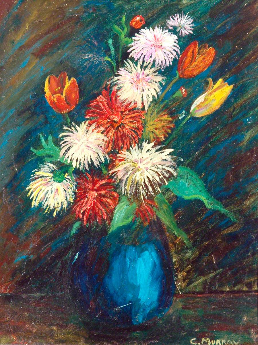 Flowers in a Blue Vase