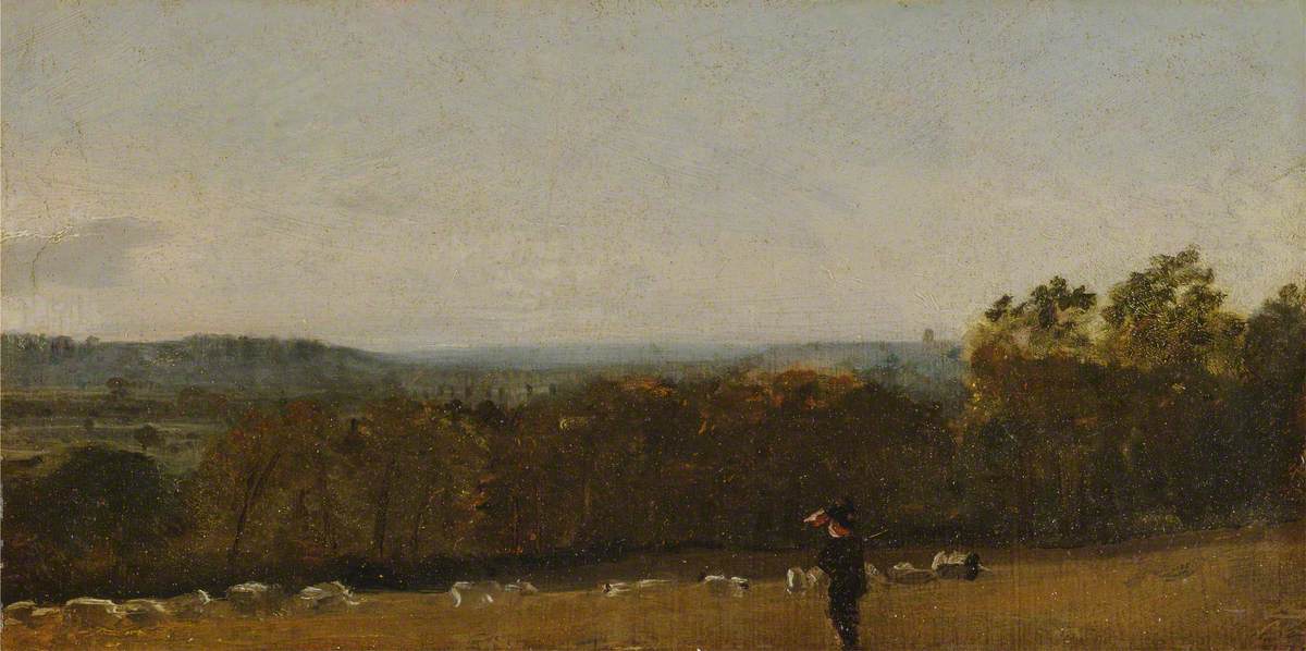 A Shepherd in a Landscape Looking across Dedham Vale towards Langham